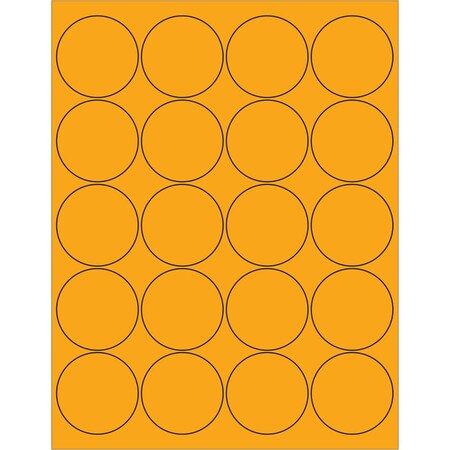 Officespace 2 in. Fluorescent Circle Laser Labels, Orange OF2207095